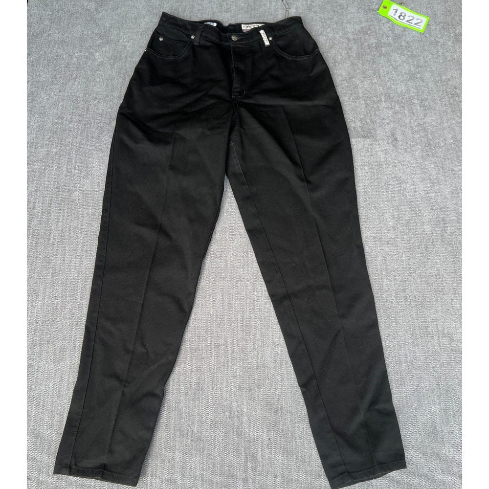 Vintage Sasson Mom Jeans Women 13/14 Black Denim Comfort High Rise Straight Leg